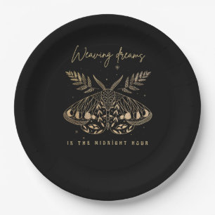 Whimsigoth Cottagecore Goblincore Mystical Moth Go Paper Plates