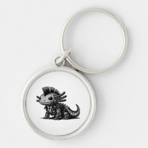 Whimsigoth Cyborg Axolotl Vintage Art Design Class Keychain