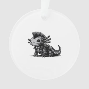 Whimsigoth Cyborg Axolotl Vintage Art Design Class Ornament