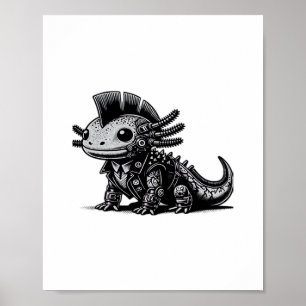 Whimsigoth Cyborg Axolotl Vintage Art Design Class Poster