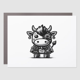 Whimsigoth Cyborg Cow Vintage Art Design Classic Car Magnet