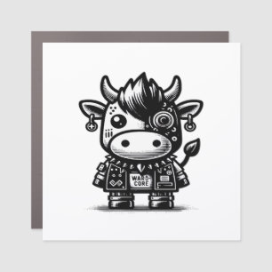 Whimsigoth Cyborg Cow Vintage Art Design Classic Car Magnet