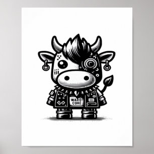 Whimsigoth Cyborg Cow Vintage Art Design Classic Poster