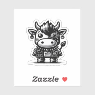 Whimsigoth Cyborg Cow Vintage Art Design Classic Sticker