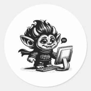 Whimsigoth Cyborg Internet Troll Vintage Art Desig Classic Round Sticker