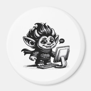 Whimsigoth Cyborg Internet Troll Vintage Art Desig Magnet