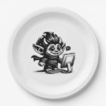 Whimsigoth Cyborg Internet Troll Vintage Art Desig Paper Plates