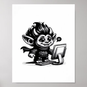 Whimsigoth Cyborg Internet Troll Vintage Art Desig Poster
