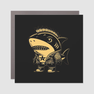 Whimsigoth Cyborg Shark Vintage Art Design Car Magnet