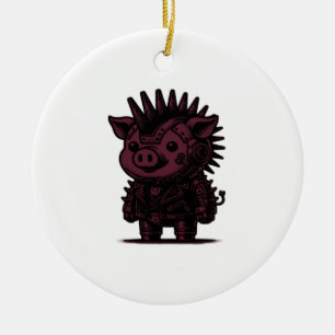 Whimsigoth Cyborg Sloth Vintage Art Design Classic Ceramic Ornament