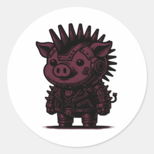 Whimsigoth Cyborg Sloth Vintage Art Design Classic Round Sticker