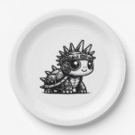 Whimsigoth Cyborg Turtle Vintage Art Design Classi Paper Plates