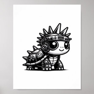 Whimsigoth Cyborg Turtle Vintage Art Design Classi Poster