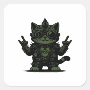 Whimsigoth Cyborg Vintage Art Design Classic Square Sticker