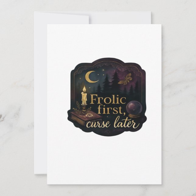 Whimsigoth Fantasy Mystical Forests, Moons & Magic Holiday Card (Front)