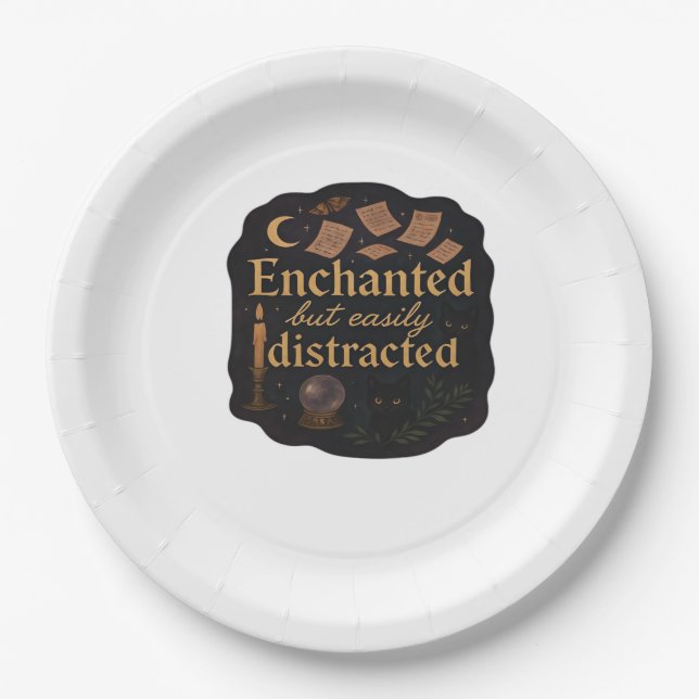 Whimsigoth Fantasy Mystical Forests, Moons & Magic Paper Plates (Front)