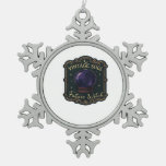 Whimsigoth Fantasy Mystical Forests, Moons &amp; Magic Snowflake Pewter Christmas Ornament