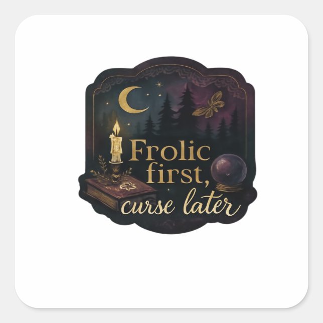 Whimsigoth Fantasy Mystical Forests, Moons & Magic Square Sticker (Front)