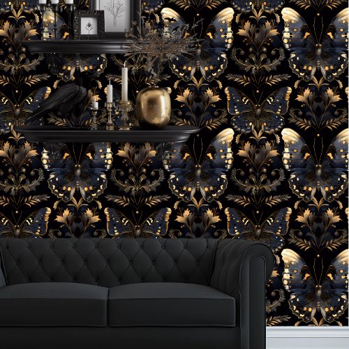 Whimsigoth Gold Translucent Butterflies Wallpaper