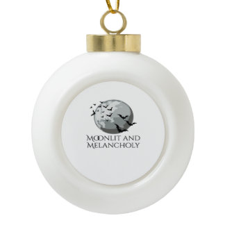 Whimsigoth Ink – Mystical Forests, Moons Magic Cla Ceramic Ball Christmas Ornament