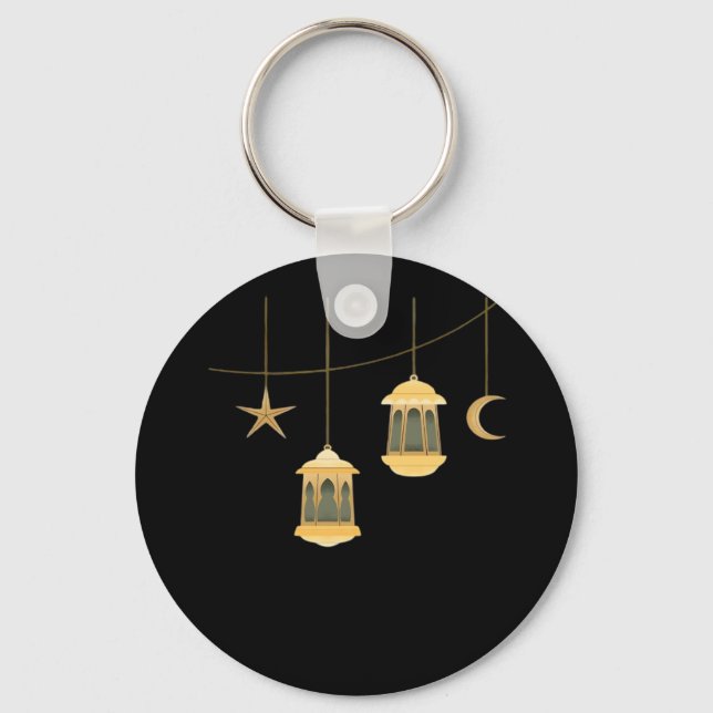 Whimsigoth Lantern Full Moon Night Sky Classic Keychain (Front)