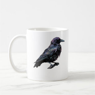 Whimsigoth Moody Floral Grungy Corvus, Raven, Crow Coffee Mug