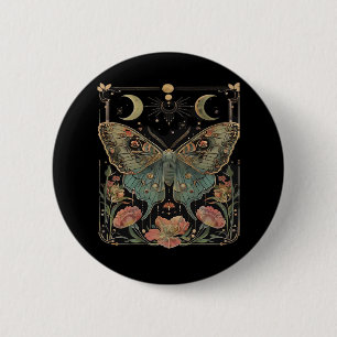 Whimsigoth Moth Shirt, Botanical Butterfly T Shirt Button