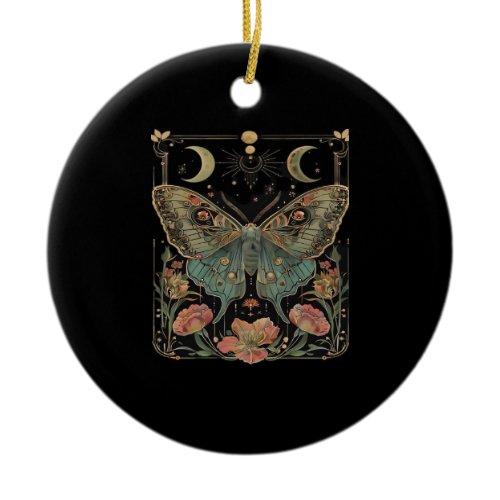Whimsigoth Moth Shirt, Botanical Butterfly T Shirt Ceramic Ornament