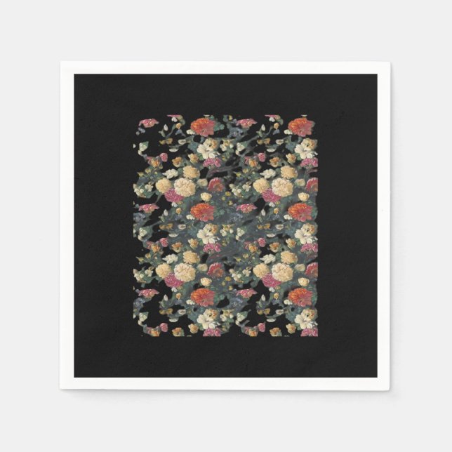 Whimsigoth Old Victorian Floral Oil Painting Class Napkins (Front)