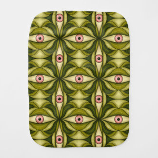 Whimsigoth Pink Eye Green Botanical Maximalist Art Baby Burp Cloth