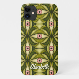 Whimsigoth Pink Eye Green Dark Academia Name iPhone 11 Case