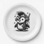 Whimsigoth Punkrock Weirdcore Penguin Vintage Art  Paper Plates