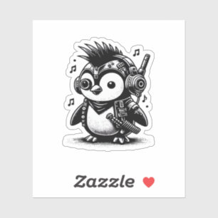 Whimsigoth Punkrock Weirdcore Penguin Vintage Art  Sticker