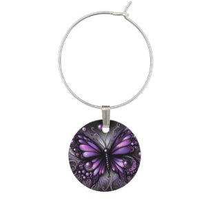 Whimsigoth Purple Butterfly Gothic Dark Academia Wine Charm
