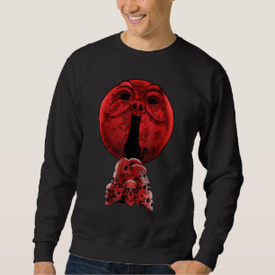 Whimsigoth Red Halloween Cat Skull Full Moon Gothi Sweatshirt