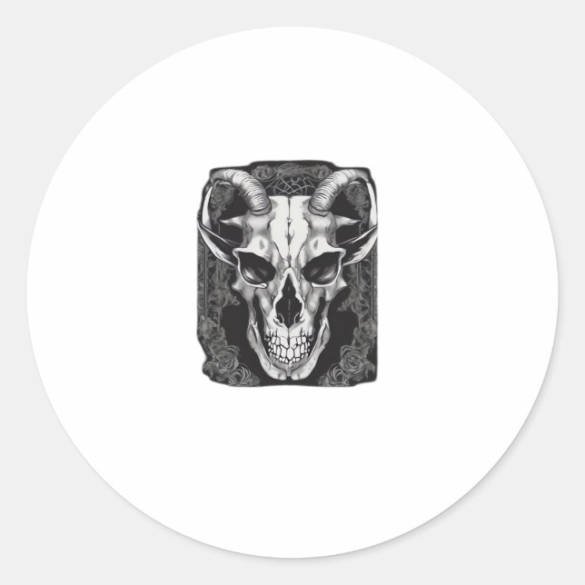 Whimsigoth Skull Gothic  Aesthetic Design Classic Round Sticker (Front)