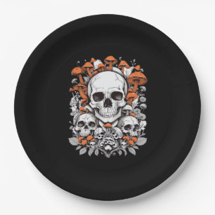 Whimsigoth Skulls & Mushrooms Vintage Botanical Ae Paper Plates