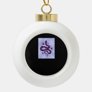 Whimsigoth Snake Spiders Flowers Ceramic Ball Christmas Ornament