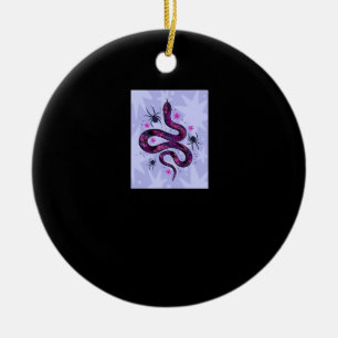 Whimsigoth Snake Spiders Flowers Ceramic Ornament
