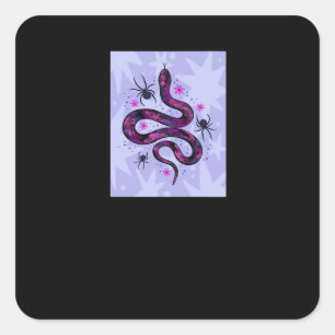 Whimsigoth Snake Spiders Flowers Square Sticker