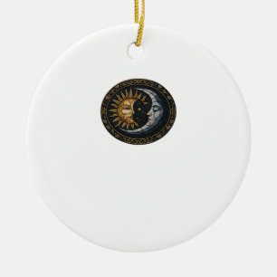 Whimsigoth Stained Glass Moon And Sun Classic Ceramic Ornament