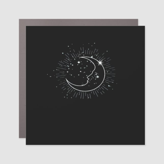 Whimsigoth Starry Night Moon Witchy Classic Car Magnet (Front)