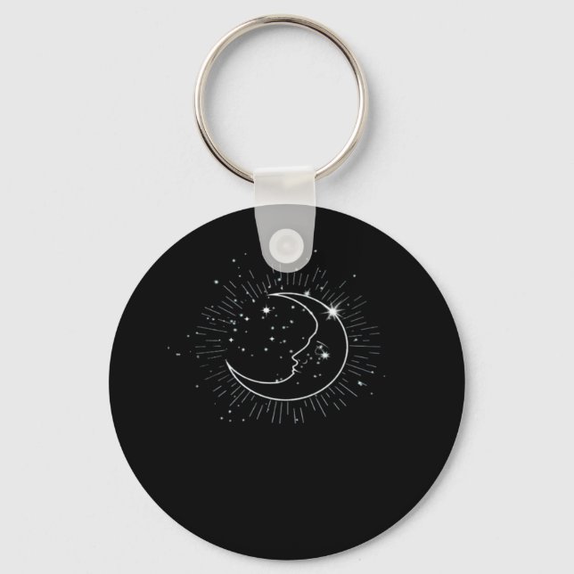 Whimsigoth Starry Night Moon Witchy Classic Keychain (Front)