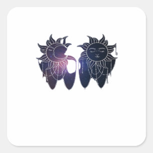 Whimsigoth Starry Night Sun Moon Witchy Classic Square Sticker