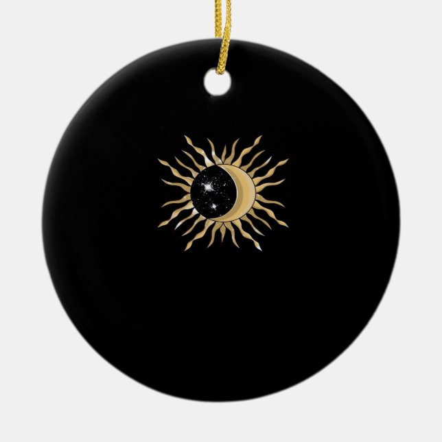 Whimsigoth Sun Moon Space Classic Ceramic Ornament (Front)