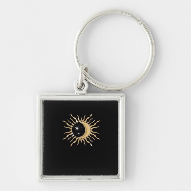 Whimsigoth Sun Moon Space Classic Keychain (Front)