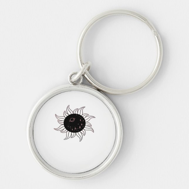 Whimsigoth Sun Space Mountains And Sunset Keychain (Front)