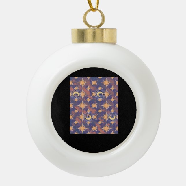 Whimsigoth Wallpaper Classic Ceramic Ball Christmas Ornament (Front)