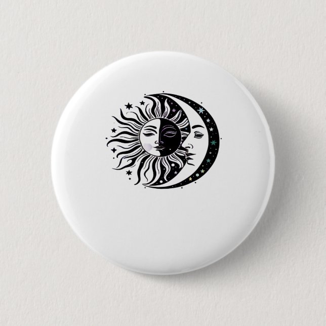 Whimsigoth Watercolour Sun Moon Witchy Classic Button (Front)