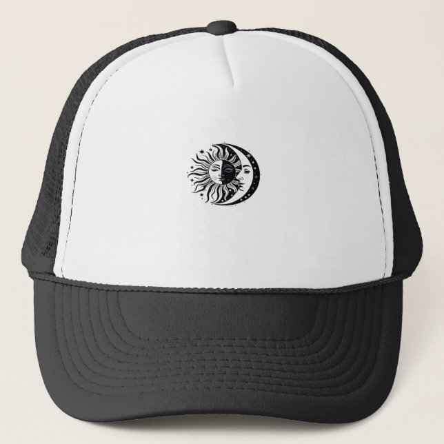 Whimsigoth Watercolour Sun Moon Witchy Classic Trucker Hat (Front)